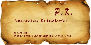 Paulovics Krisztofer névjegykártya